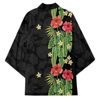 Hawaiian Hibiscus Plumeria Kimono Tropical Leaves LT01 - Polynesian Pride