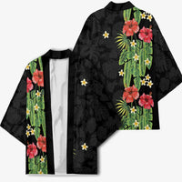 Hawaiian Hibiscus Plumeria Kimono Tropical Leaves LT01 - Polynesian Pride