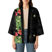 Hawaiian Hibiscus Plumeria Kimono Tropical Leaves LT01 - Polynesian Pride