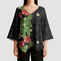 Hawaiian Hibiscus Plumeria Kimono Sleeve Blouse Tropical Leaves LT01 - Polynesian Pride