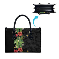 Hawaiian Hibiscus Plumeria Leather Bag Tropical Leaves LT01 - Polynesian Pride