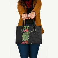 Hawaiian Hibiscus Plumeria Leather Bag Tropical Leaves LT01 - Polynesian Pride