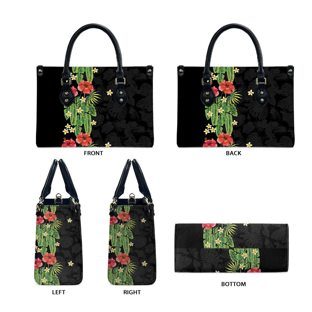 Hawaiian Hibiscus Plumeria Leather Bag Tropical Leaves LT01 - Polynesian Pride