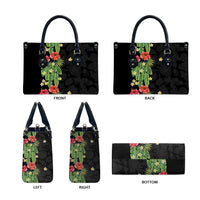 Hawaiian Hibiscus Plumeria Leather Bag Tropical Leaves LT01 - Polynesian Pride