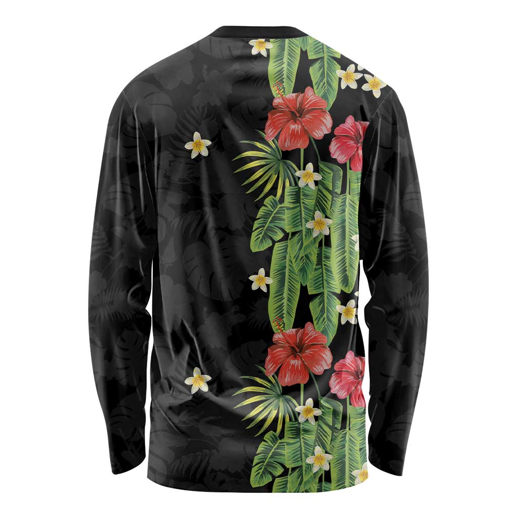 Hawaiian Hibiscus Plumeria Long Sleeve Shirt Tropical Leaves LT01 - Polynesian Pride