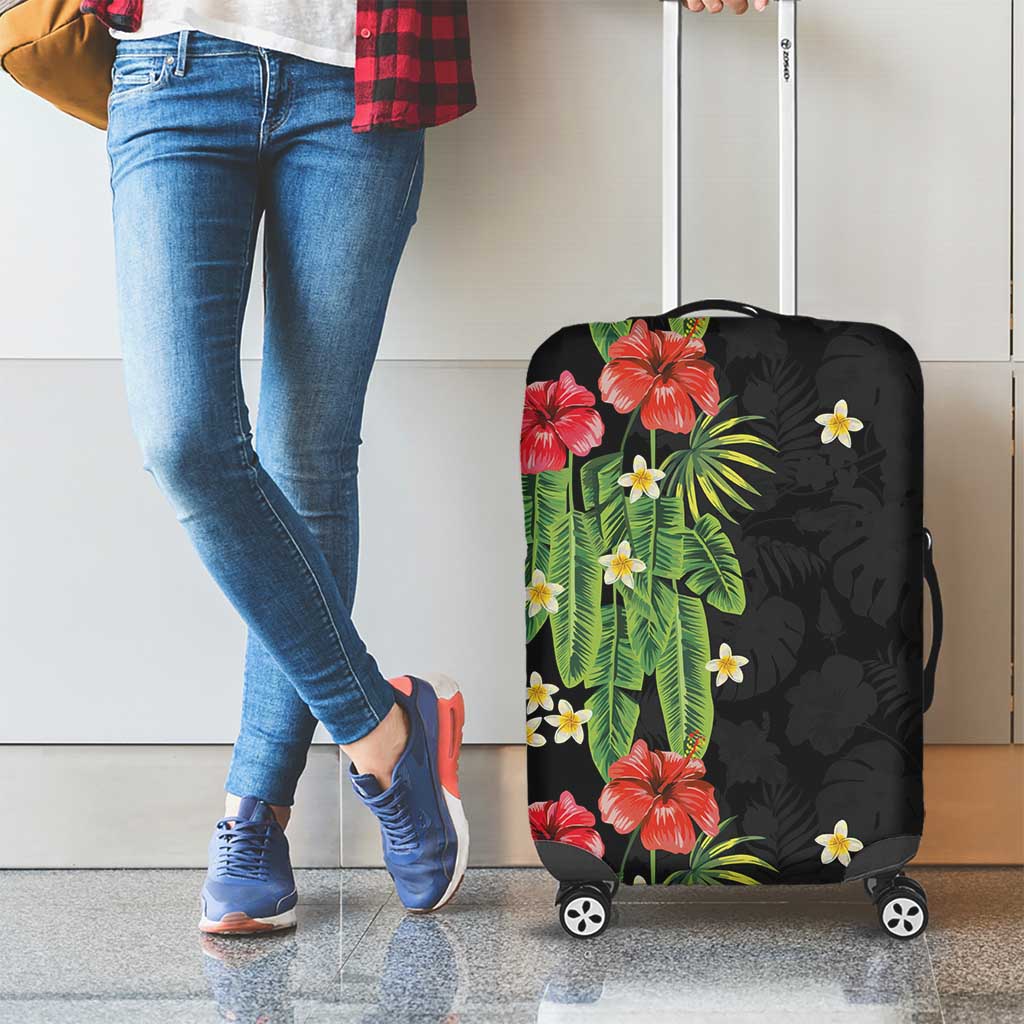 Hawaiian Hibiscus Plumeria Luggage Cover Tropical Leaves LT01 - Polynesian Pride