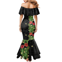 Hawaiian Hibiscus Plumeria Mermaid Dress Tropical Leaves