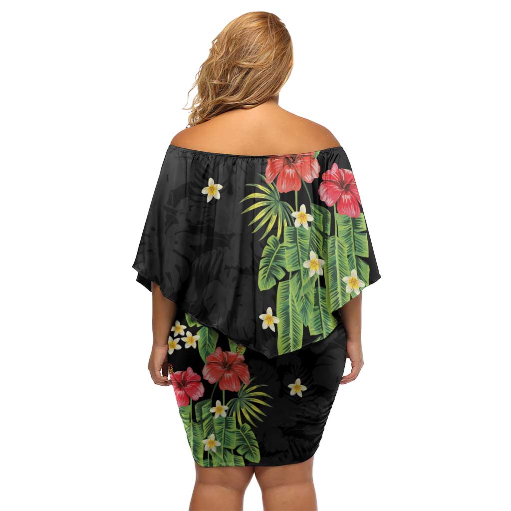 Hawaiian Hibiscus Plumeria Off Shoulder Short Dress Tropical Leaves LT01 - Polynesian Pride