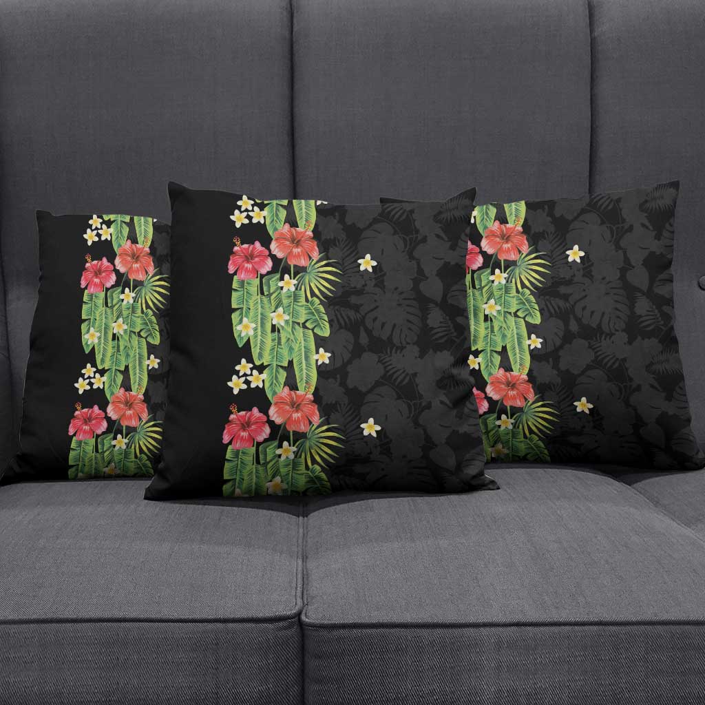 Hawaiian Hibiscus Plumeria Pillow Cover Tropical Leaves LT01 - Polynesian Pride