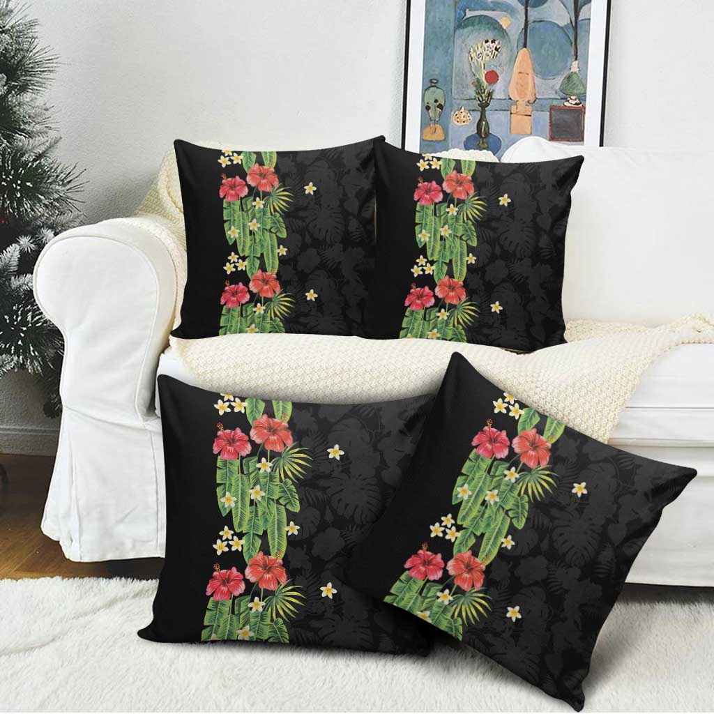 Hawaiian Hibiscus Plumeria Pillow Cover Tropical Leaves LT01 - Polynesian Pride