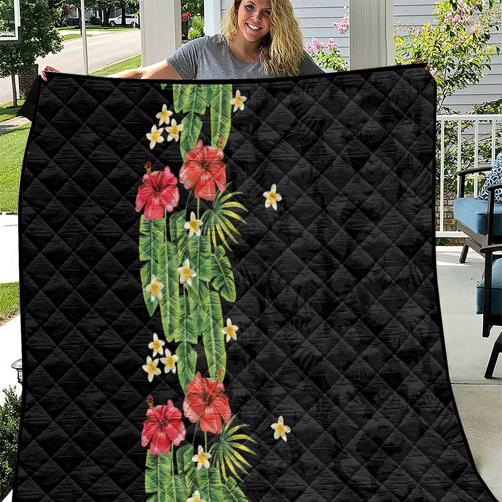 Hawaiian Hibiscus Plumeria Quilt Tropical Leaves