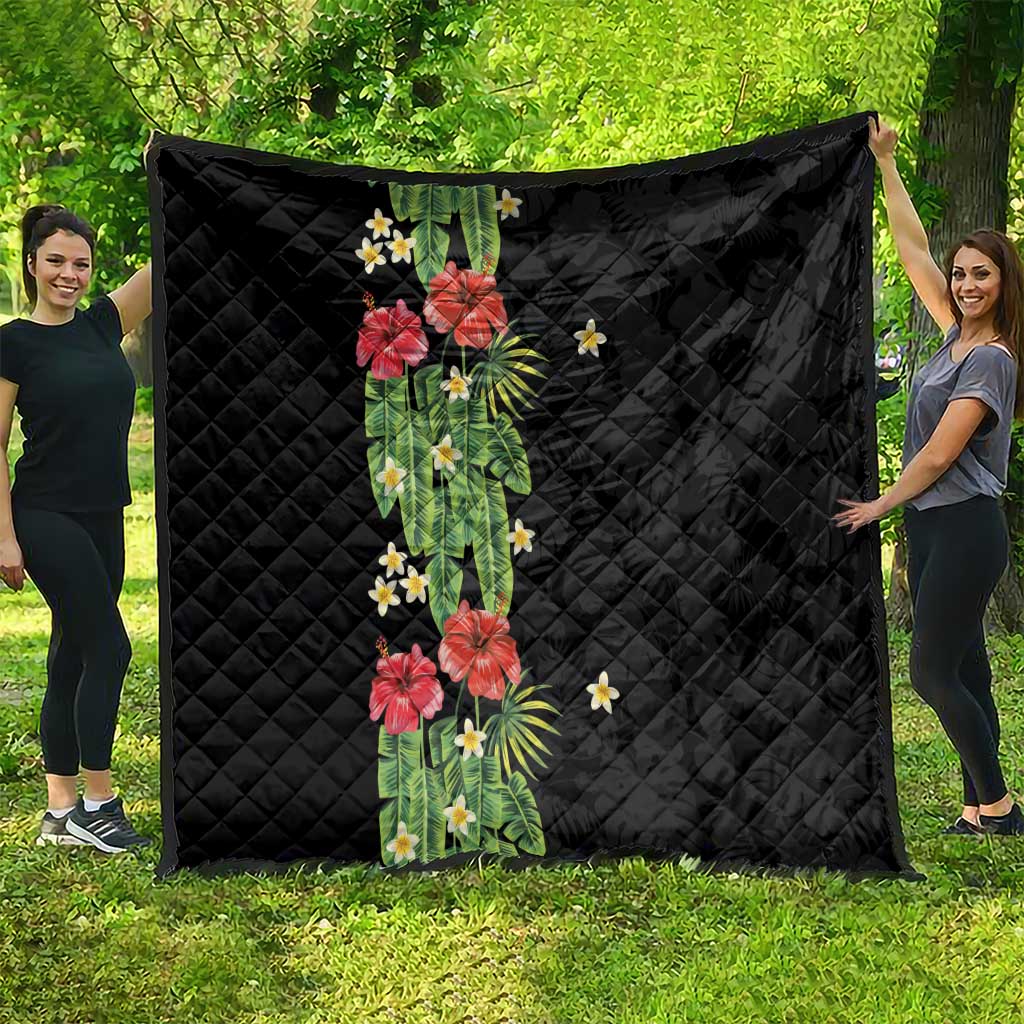 Hawaiian Hibiscus Plumeria Quilt Tropical Leaves LT01 - Polynesian Pride