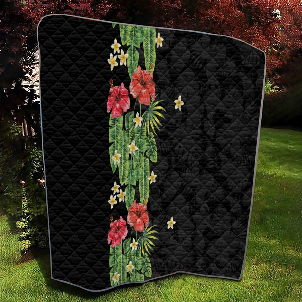 Hawaiian Hibiscus Plumeria Quilt Tropical Leaves LT01 - Polynesian Pride