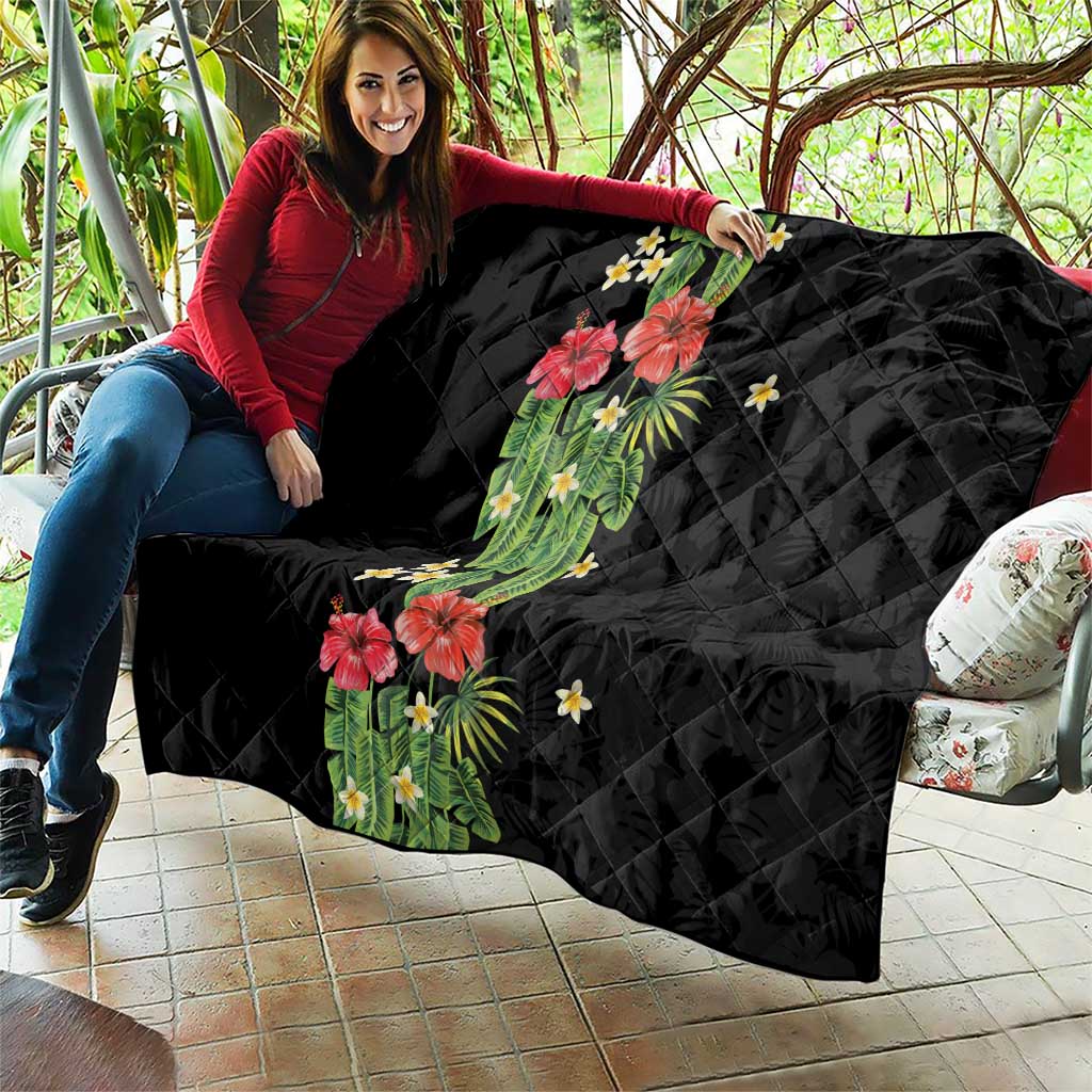 Hawaiian Hibiscus Plumeria Quilt Tropical Leaves LT01 - Polynesian Pride