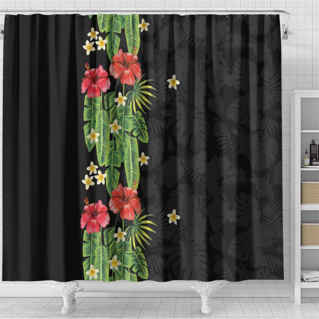 Hawaiian Hibiscus Plumeria Shower Curtain Tropical Leaves LT01 - Polynesian Pride