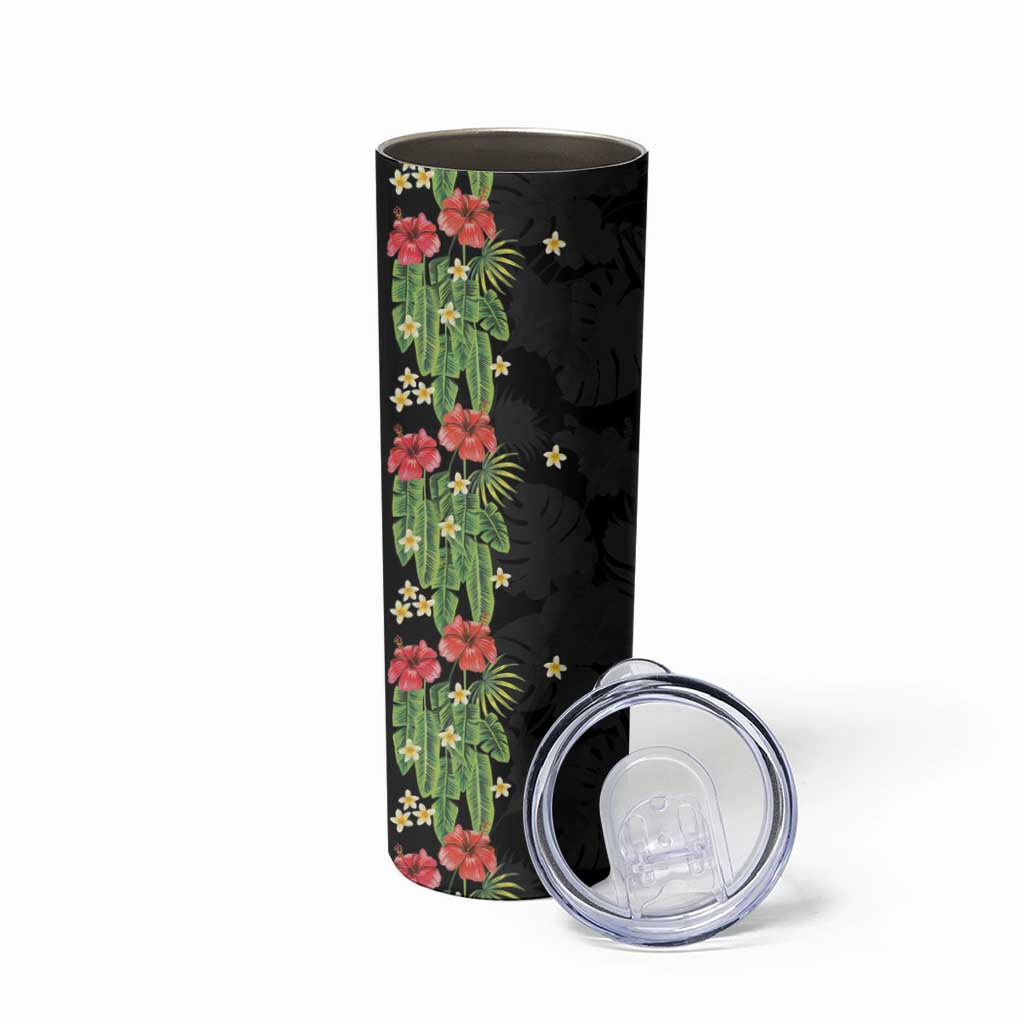 Hawaiian Hibiscus Plumeria Skinny Tumbler Tropical Leaves LT01 - Polynesian Pride