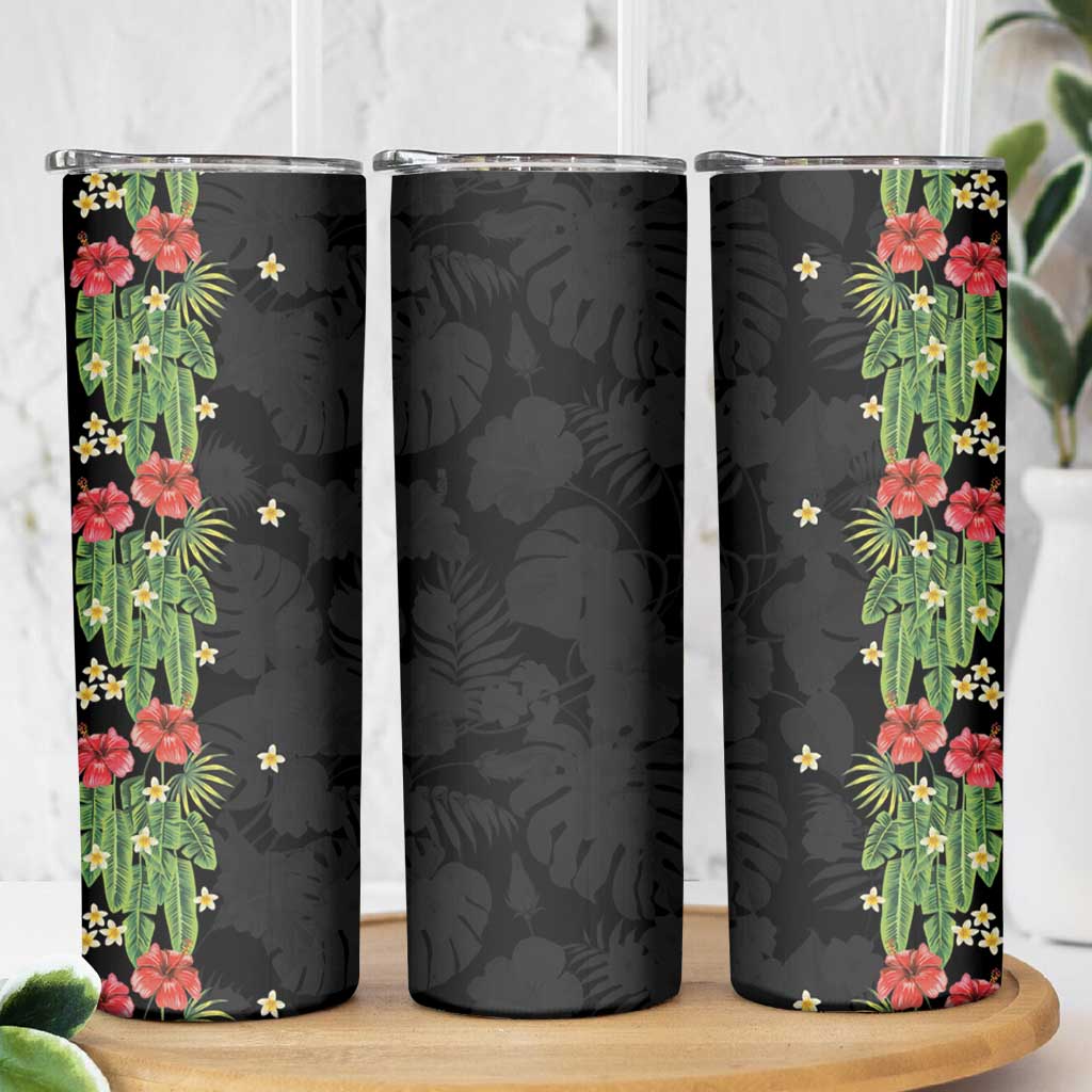 Hawaiian Hibiscus Plumeria Skinny Tumbler Tropical Leaves LT01 - Polynesian Pride