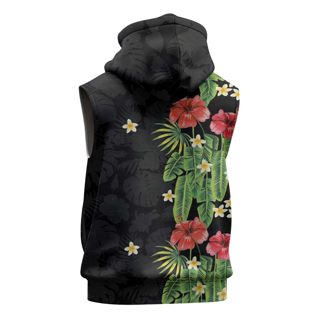 Hawaiian Hibiscus Plumeria Sleeveless Zip Hoodie Tropical Leaves LT01 - Polynesian Pride
