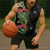 Hawaiian Hibiscus Plumeria Sleeveless Zip Hoodie Tropical Leaves LT01 - Polynesian Pride