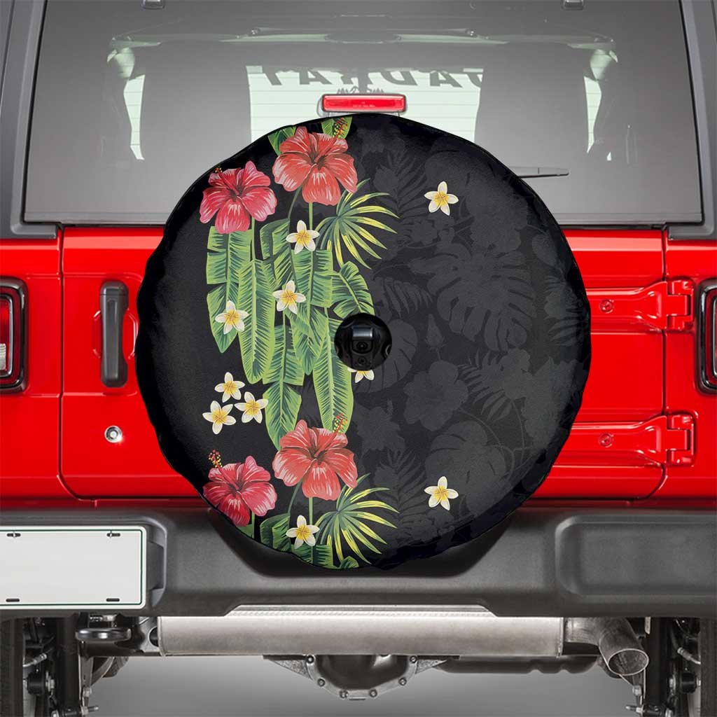 Hawaiian Hibiscus Plumeria Spare Tire Cover Tropical Leaves LT01 - Polynesian Pride