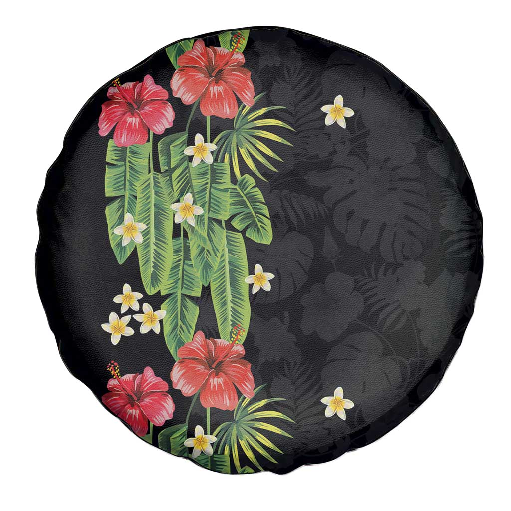 Hawaiian Hibiscus Plumeria Spare Tire Cover Tropical Leaves LT01 - Polynesian Pride