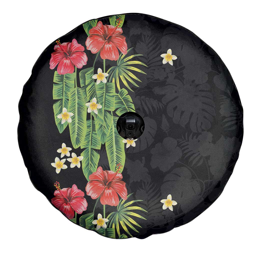 Hawaiian Hibiscus Plumeria Spare Tire Cover Tropical Leaves LT01 - Polynesian Pride
