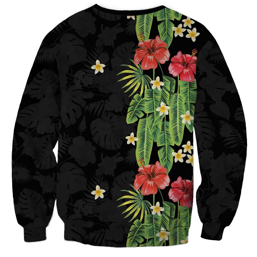 Hawaiian Hibiscus Plumeria Sweatshirt Tropical Leaves LT01 - Polynesian Pride