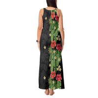 Hawaiian Hibiscus Plumeria Tank Maxi Dress Tropical Leaves
