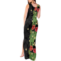 Hawaiian Hibiscus Plumeria Tank Maxi Dress Tropical Leaves