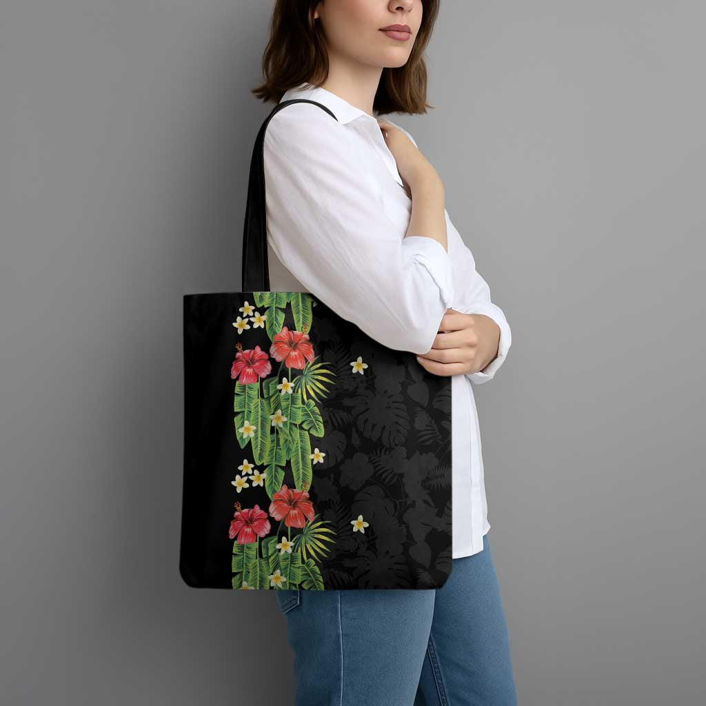 Hawaiian Hibiscus Plumeria Tote Bag Tropical Leaves LT01 - Polynesian Pride