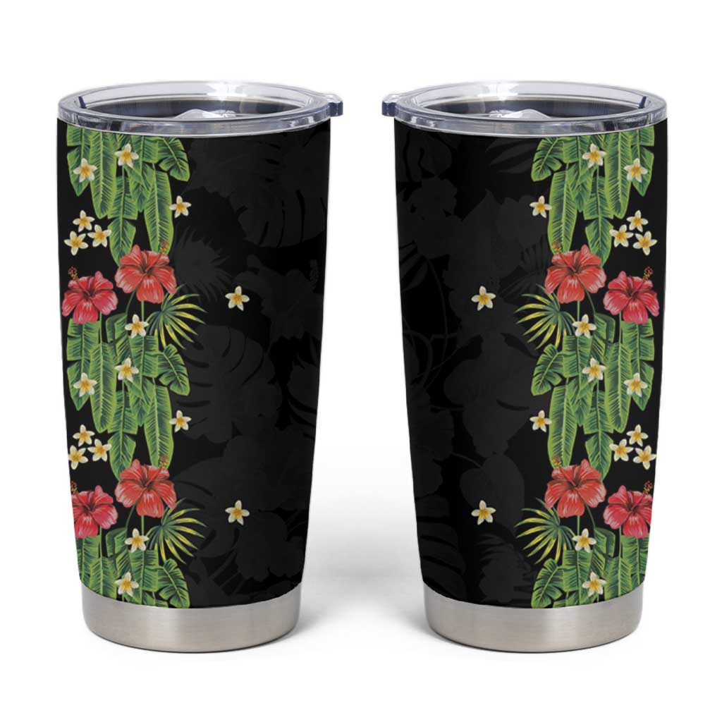 Hawaiian Hibiscus Plumeria Tumbler Cup Tropical Leaves