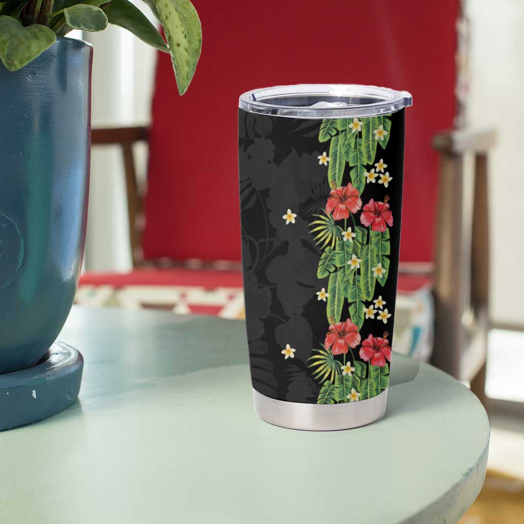 Hawaiian Hibiscus Plumeria Tumbler Cup Tropical Leaves LT01 - Polynesian Pride
