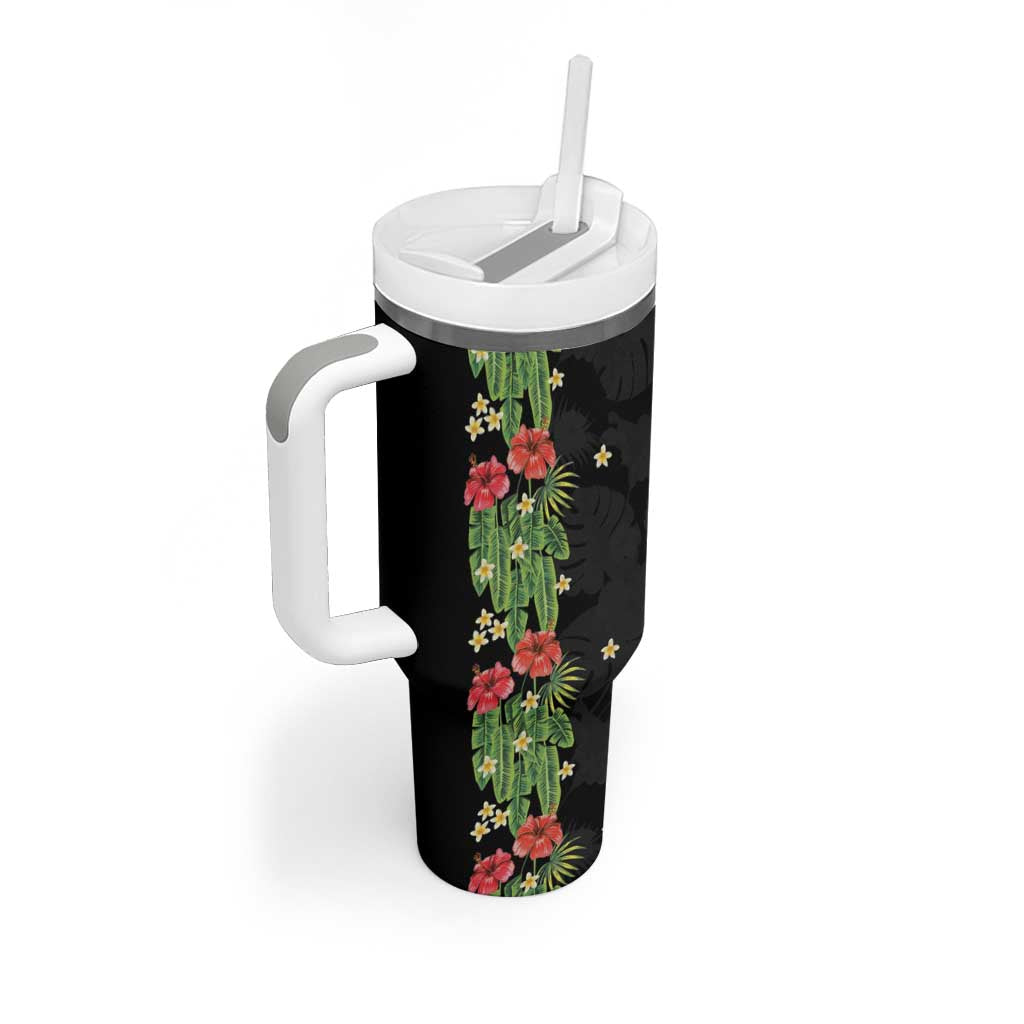 Hawaiian Hibiscus Plumeria Tumbler With Handle Tropical Leaves LT01 - Polynesian Pride