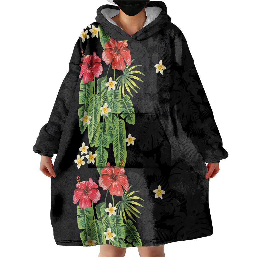 Hawaiian Hibiscus Plumeria Wearable Blanket Hoodie Tropical Leaves LT01 - Polynesian Pride