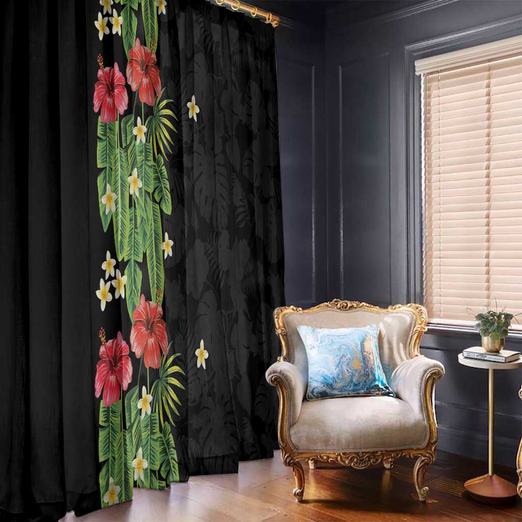 Hawaiian Hibiscus Plumeria Window Curtain Tropical Leaves LT01 - Polynesian Pride