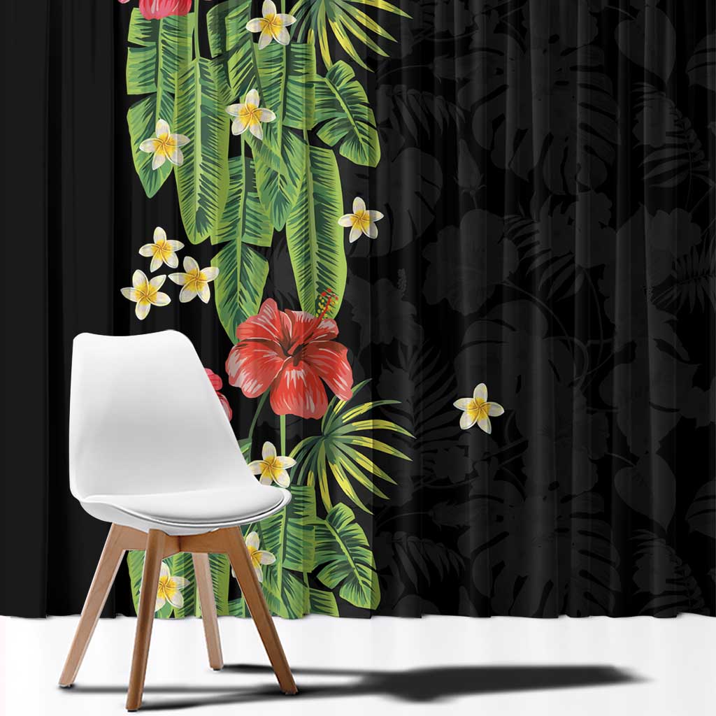 Hawaiian Hibiscus Plumeria Window Curtain Tropical Leaves LT01 - Polynesian Pride