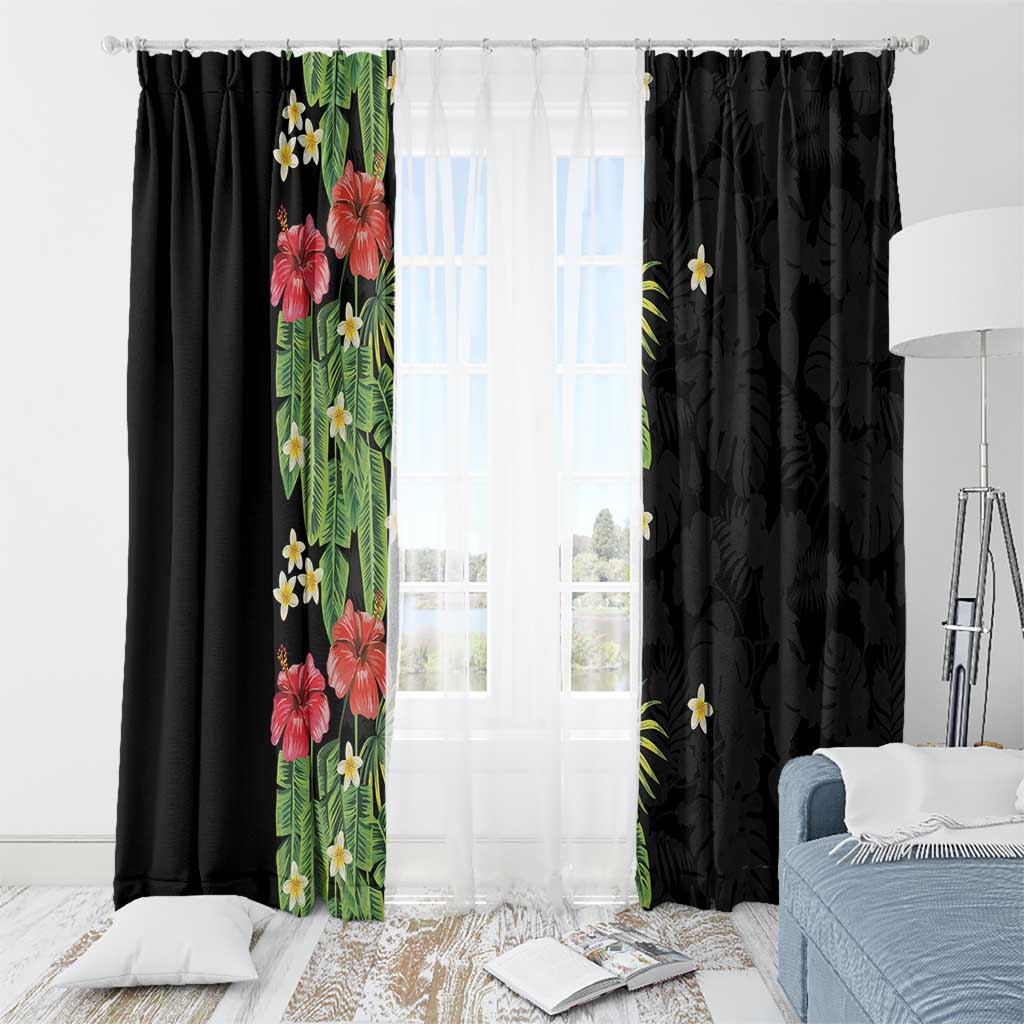 Hawaiian Hibiscus Plumeria Window Curtain Tropical Leaves LT01 - Polynesian Pride