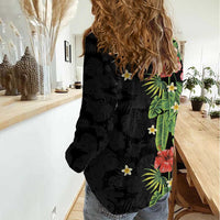 Hawaiian Hibiscus Plumeria Women Casual Shirt Tropical Leaves LT01 - Polynesian Pride