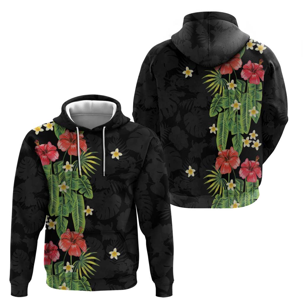 Hawaiian Hibiscus Plumeria Zip Hoodie Tropical Leaves LT01 - Polynesian Pride