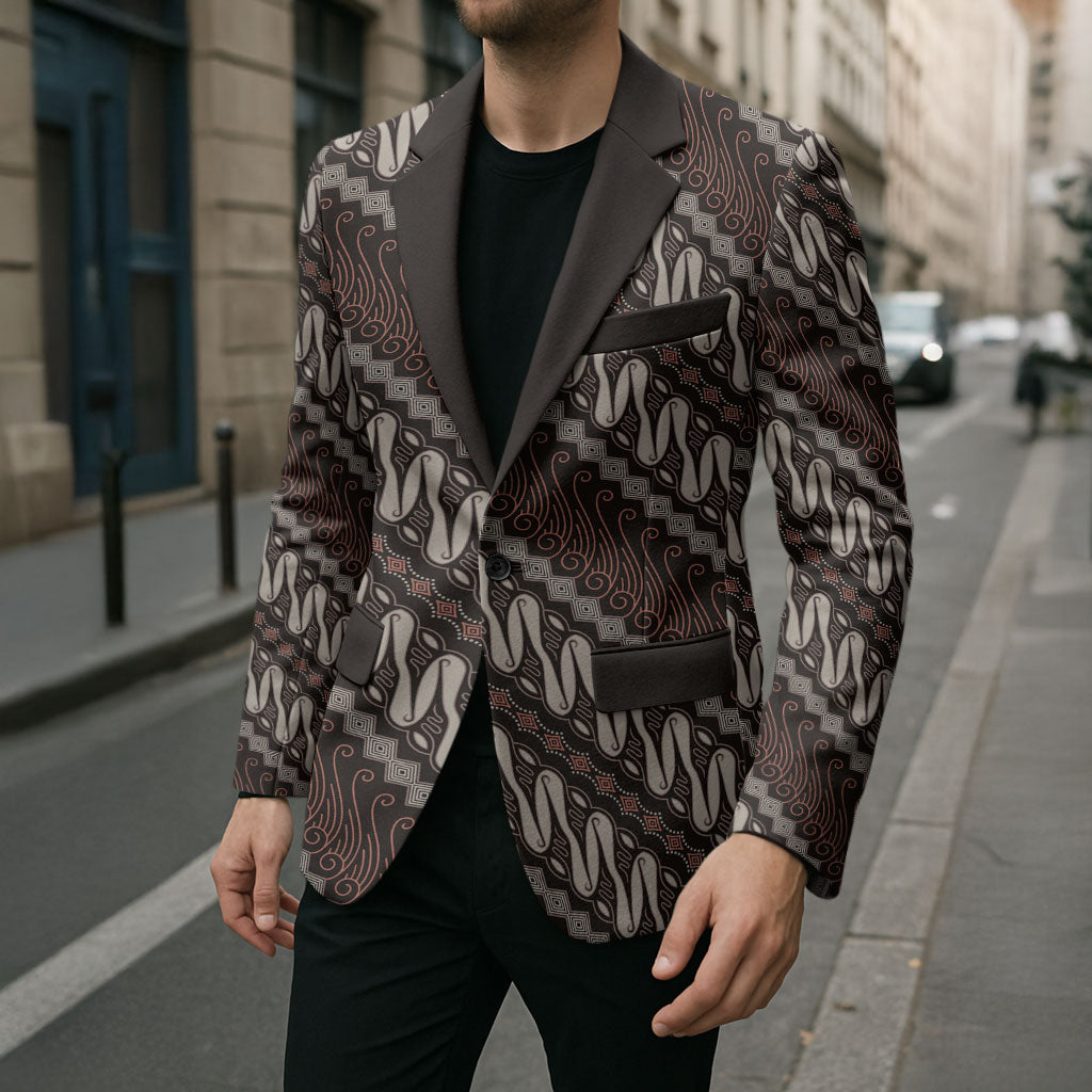 Yogyakarta Parang Batik Motifs Blazer Indonesian Traditional Pattern