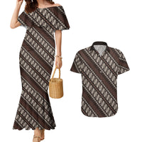 Yogyakarta Parang Batik Motifs Couples Matching Mermaid Dress and Hawaiian Shirt Indonesian Traditional Pattern
