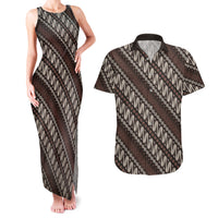 Yogyakarta Parang Batik Motifs Couples Matching Tank Maxi Dress and Hawaiian Shirt Indonesian Traditional Pattern