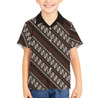 Yogyakarta Parang Batik Motifs Family Matching Off Shoulder Maxi Dress and Hawaiian Shirt Indonesian Traditional Pattern