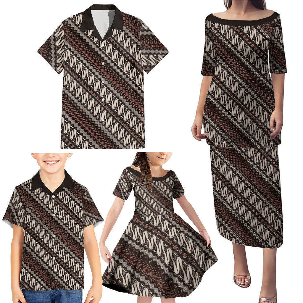 Yogyakarta Parang Batik Motifs Family Matching Puletasi and Hawaiian Shirt Indonesian Traditional Pattern LT01 - Polynesian Pride