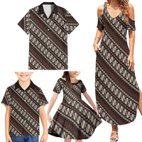 Yogyakarta Parang Batik Motifs Family Matching Summer Maxi Dress and Hawaiian Shirt Indonesian Traditional Pattern