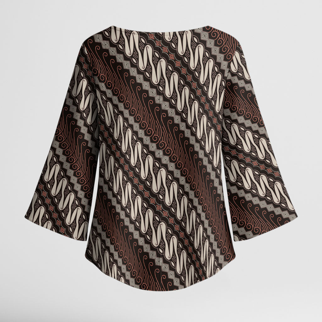 Yogyakarta Parang Batik Motifs Kimono Sleeve Blouse Indonesian Traditional Pattern