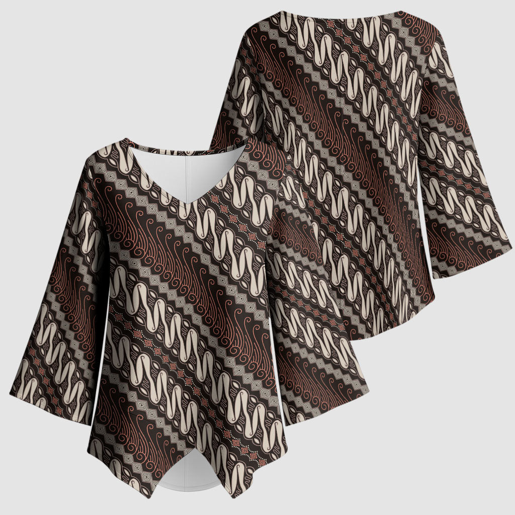 Yogyakarta Parang Batik Motifs Kimono Sleeve Blouse Indonesian Traditional Pattern
