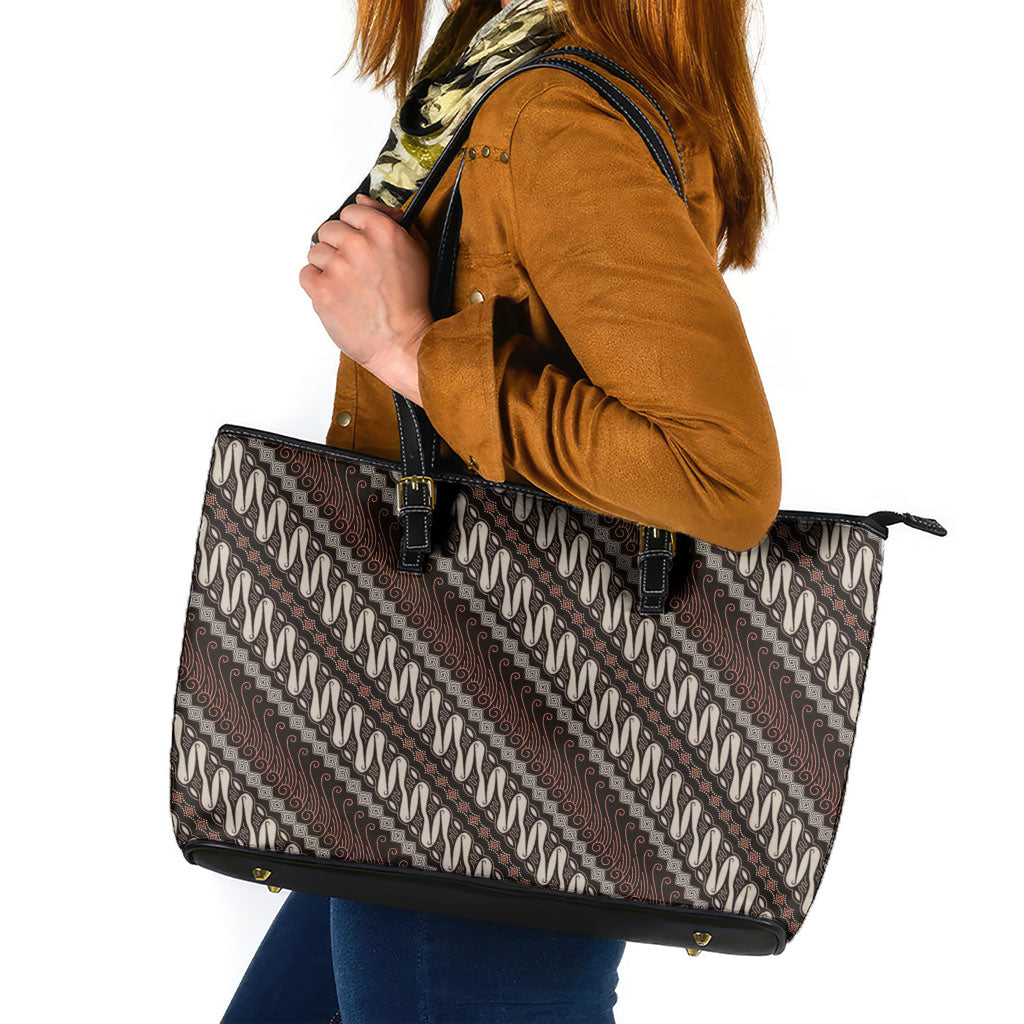 Yogyakarta Parang Batik Motifs Leather Tote Bag Indonesian Traditional Pattern