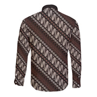 Yogyakarta Parang Batik Motifs Long Sleeve Button Shirt Indonesian Traditional Pattern