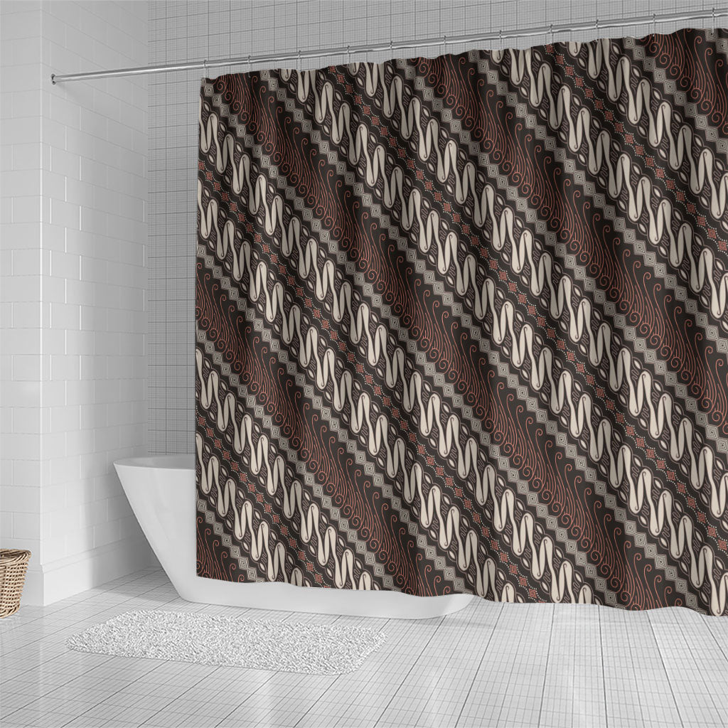 Yogyakarta Parang Batik Motifs Shower Curtain Indonesian Traditional Pattern